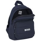 Boys Navy Blue Logo Backpack ( 27cm ), 1, hi-res