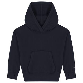 Girls Navy Blue Logo Hooded Top