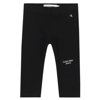 Baby Girls Black Logo Leggings