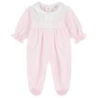 Baby Girls Pink & White Dot Babygrow, 1, hi-res