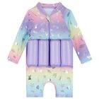 Baby Girls Purple Float Sun Suit, 1, hi-res