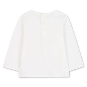 Younger Girls Ivory Logo Long Sleeve Top
