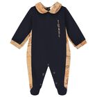 Navy blue & Beige Geo Map Babygrow Set, 2, hi-res