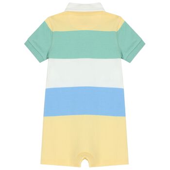 Baby Boys Multi-Coloured Striped Logo Romper