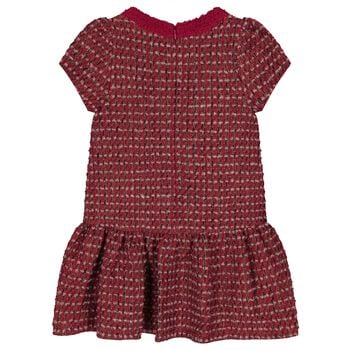 Girls Burgundy Tweed & Boucl&eacute; Dress