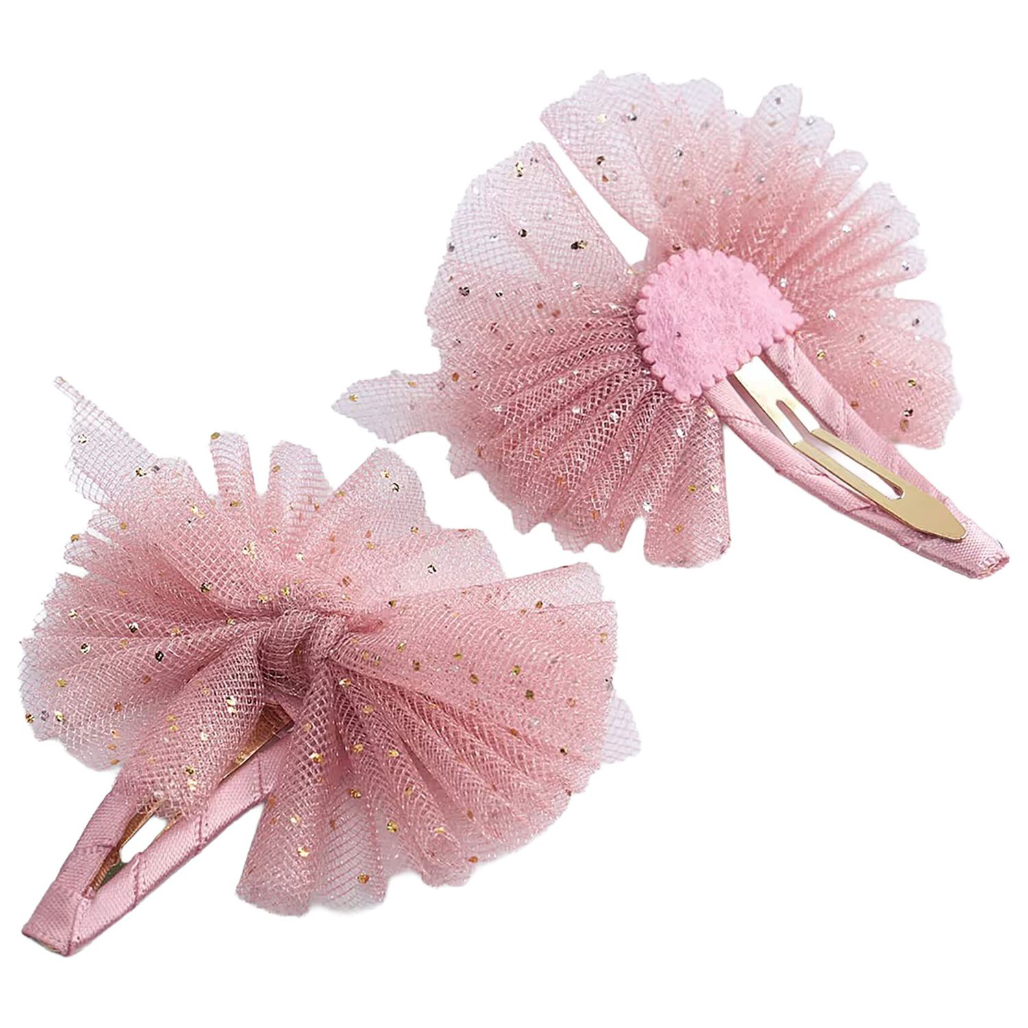Girls Pink Knot Bow Hairclips ( 2 Pack ), 1, hi-res
