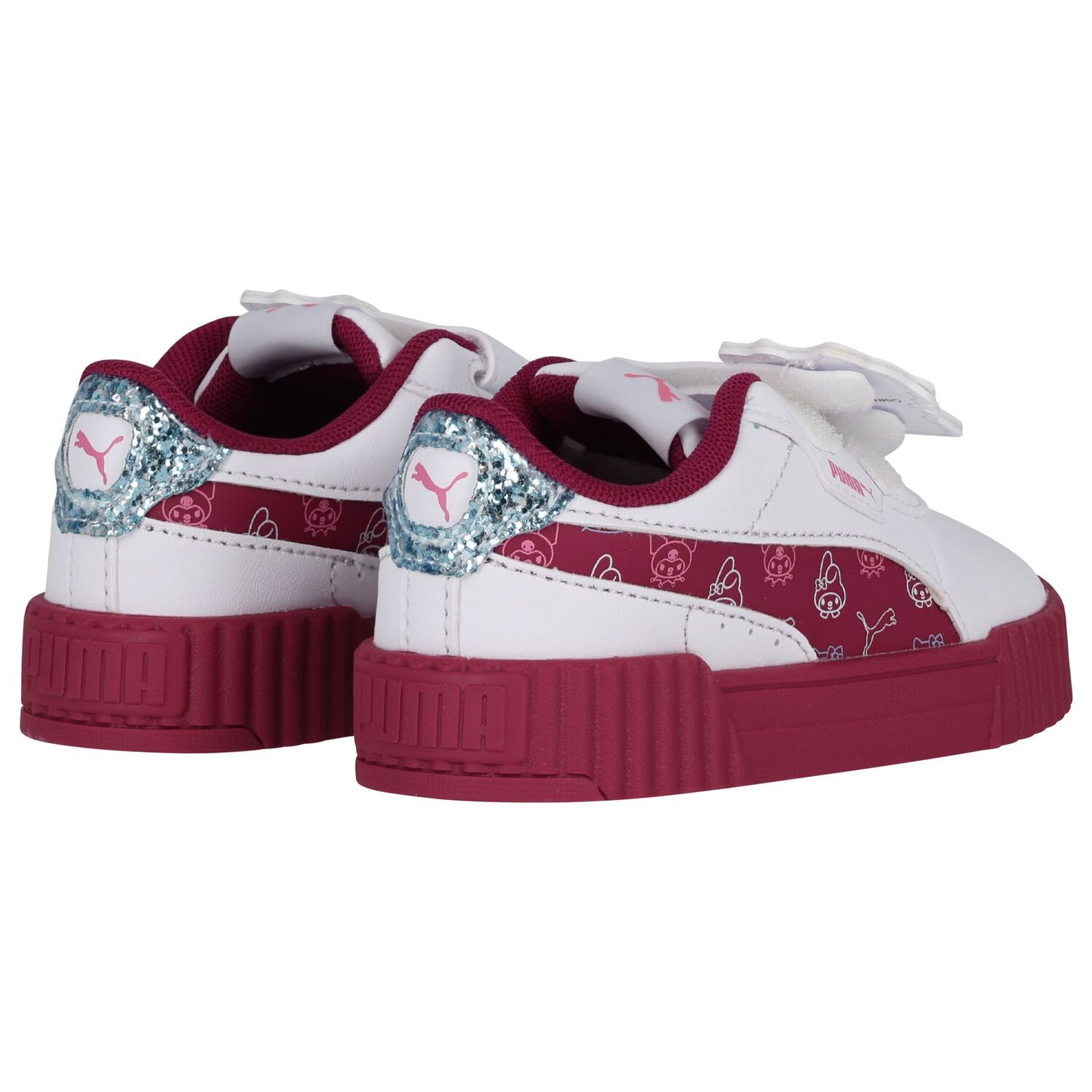 Younger Girls White & Burgundy Hello Kitty Trainers, 1, hi-res