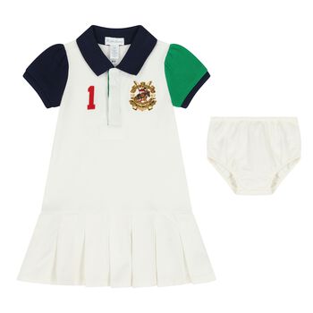 Baby Girls White Logo Dress Set