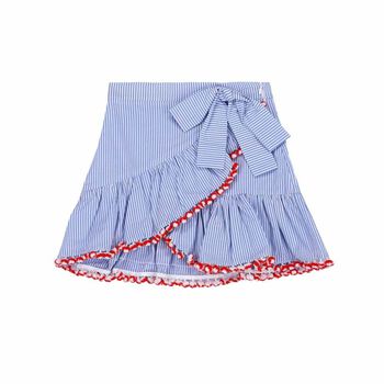 Girls Blue Striped Skirt