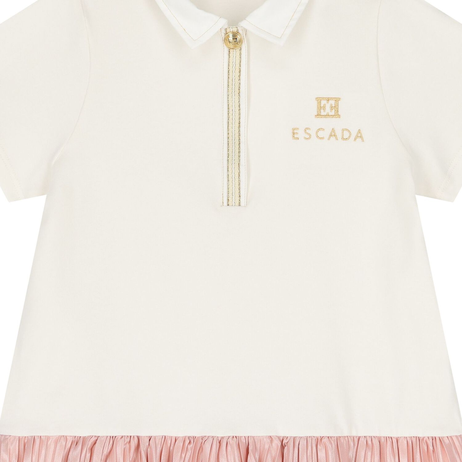 Girls Ivory & Pink Logo Dress, 1, hi-res