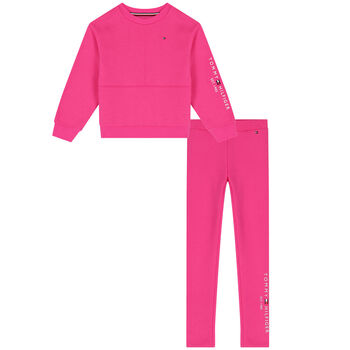 Girls Pink Logo Leggings Set