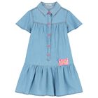 Girls Blue Denim Dress, 1, hi-res