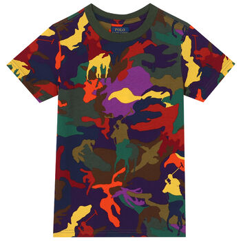 Boys Multi-Colored Camouflaged Logo T-Shirt