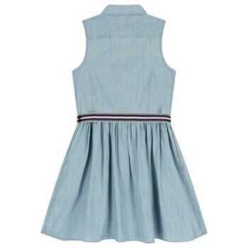 Girls Blue Logo Sleeveless Dress