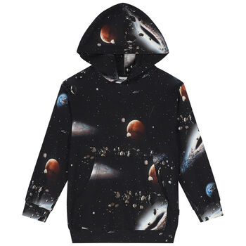 Boys Black Space Hooded Top