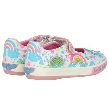 Girls Ivory & Pink Logo Shoes