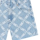 Girls Blue Logo Denim Shorts, 1, hi-res