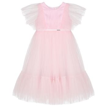 Girls Pink Ruffled Tulle Dress