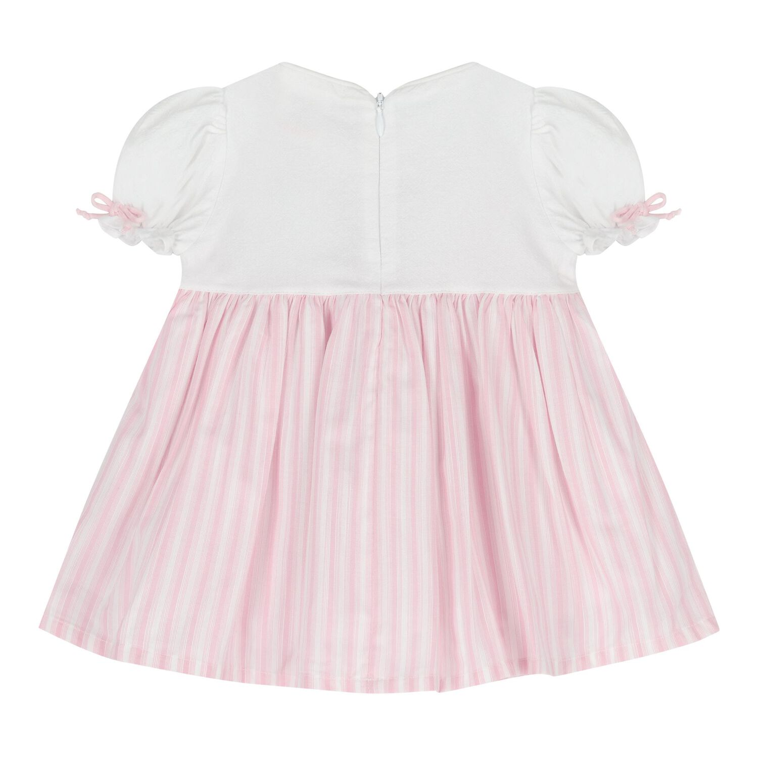 Baby Girls White & Pink Striped Dress, 1, hi-res