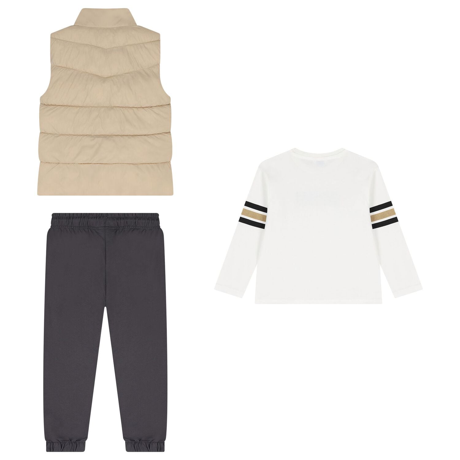 Boys White, Beige & Grey Tracksuit Set ( 3 Piece ), 3, hi-res