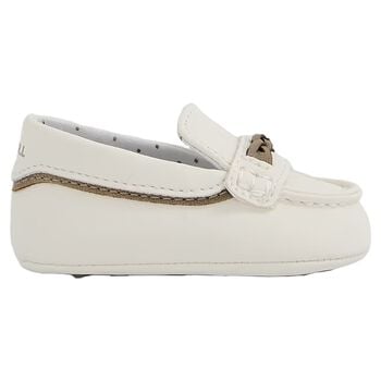 Baby Boys Ivory Leather Pre Walker Moccasins