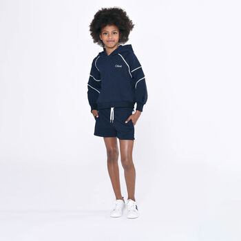 Girls Navy Logo Shorts