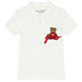 Boys Ivory Teddy Bear Polo Shirt