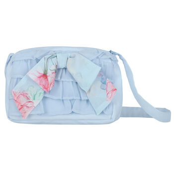 Girls Blue Chiffon Floral Handbag