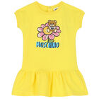 Younger Girls Yellow Teddy Logo Dress, 1, hi-res