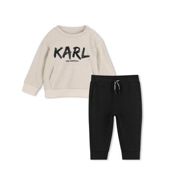 Younger Boys Beige & Black Logo Tracsuit