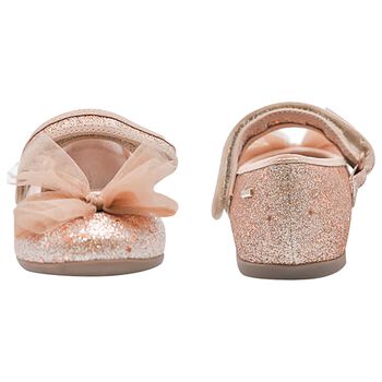 Girls Pink Bow Glitter Shoes