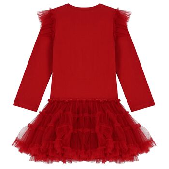 Girls Red Festive Tulle Dress