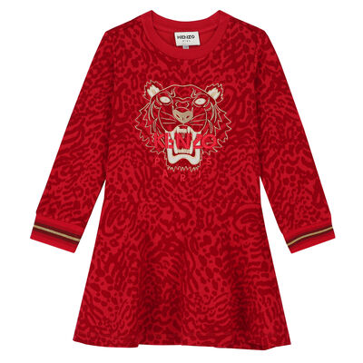 Girls Red Tiger Logo Dress