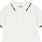 Girls White Check Polo Dress, 1, hi-res
