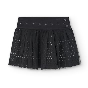 Girls Black Broderie Anglaise Skirt