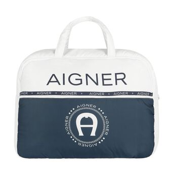 Baby Boys White & Navy Logo Changing Bag