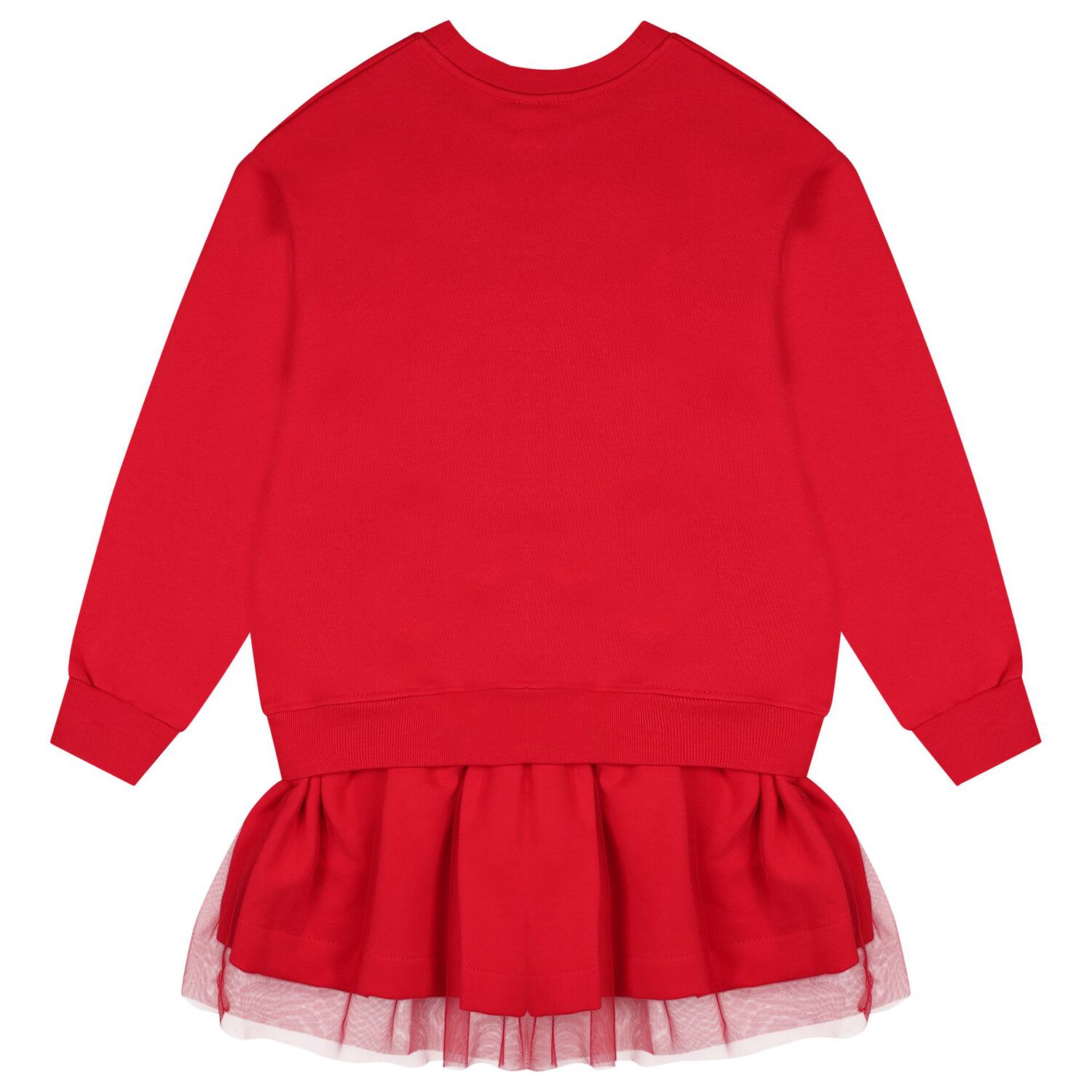 Girls Red Logo Sweatshirt Tulle Dress, 2, hi-res