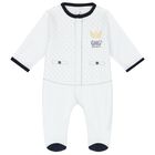 Boys White Babygrow, 3, hi-res