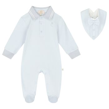 Baby Boys Blue Logo Babygrow Set