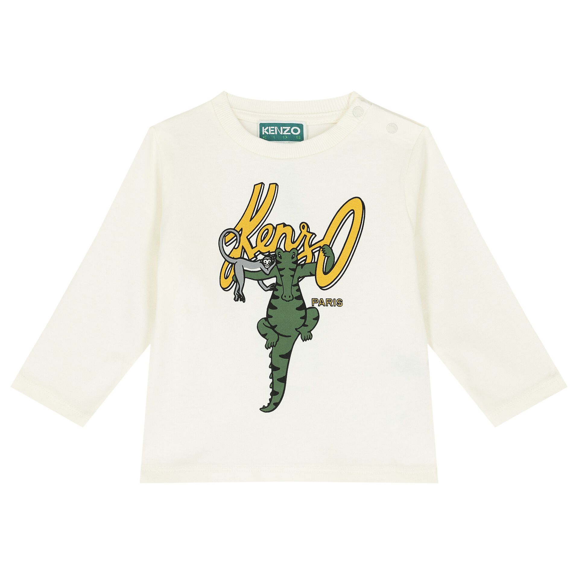 KENZO KIDS Younger Boys Ivory Logo Long Sleeve Top | Junior