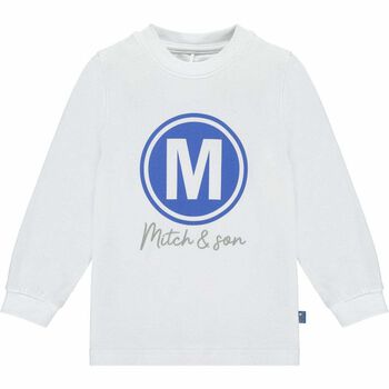 Boys White Logo Long Sleeve Top