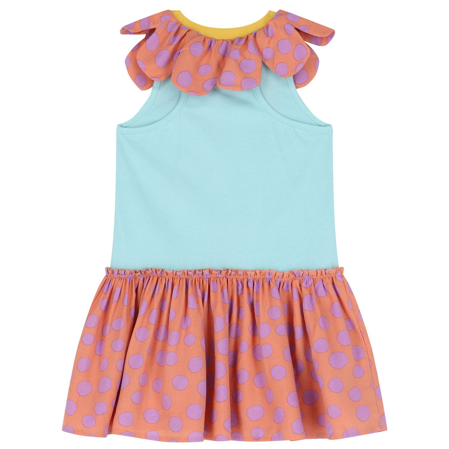 Girls Orange & Aqua Flower Dress, 1, hi-res