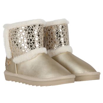 Girls Gold Faux Leather Boots