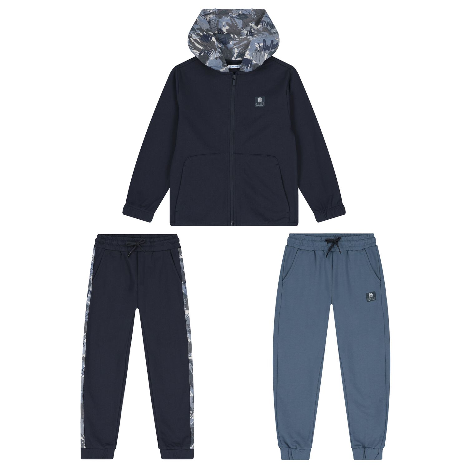 Boys Navy Blue & Blue Tracksuit Set (3 Piece), 1, hi-res