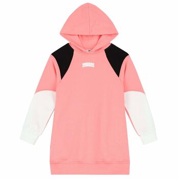 Girls Pink Logo Hooded Dress