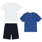 Boys Blue, White & Navy Shorts Set, 2, hi-res