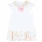 Younger Girls White Geo Map Print Dress, 1, hi-res