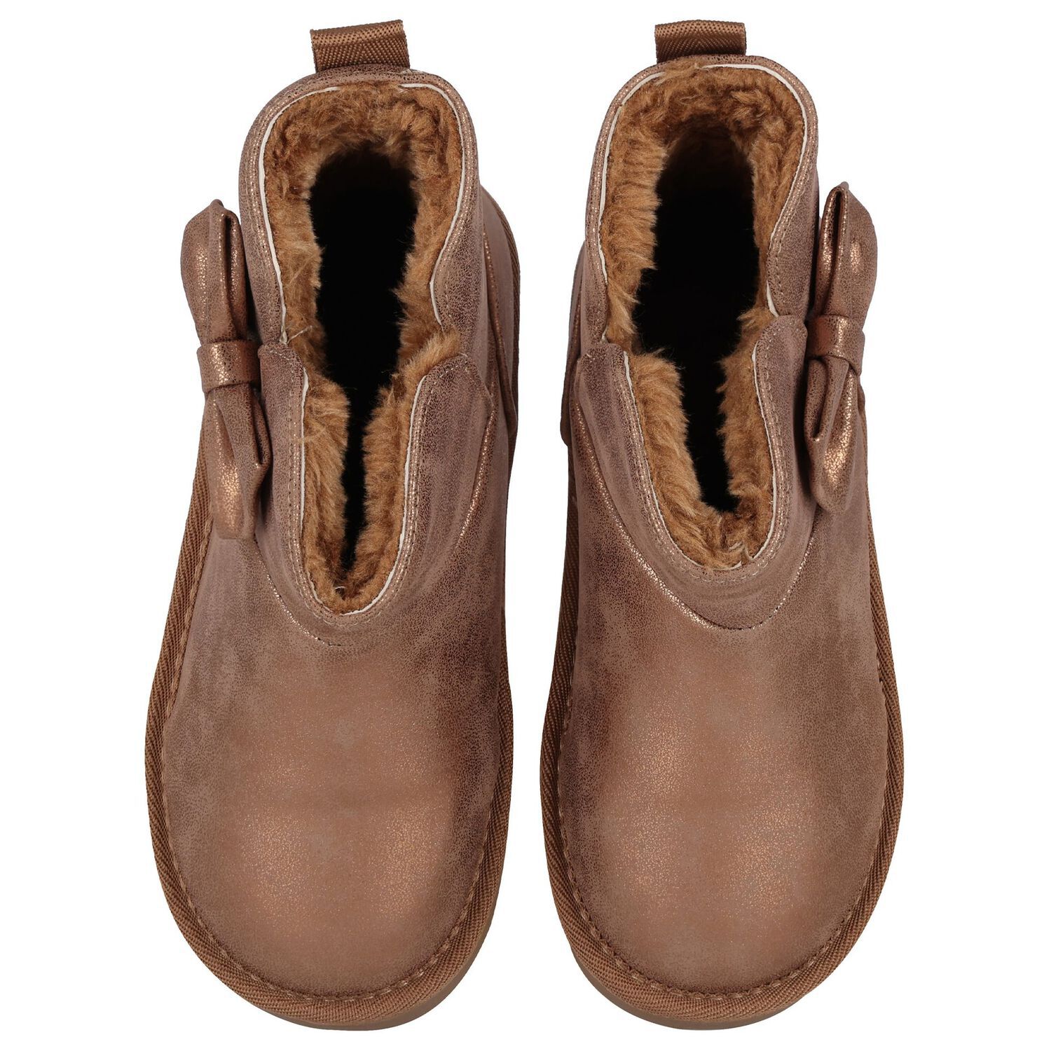 Girls Metallic Gold Faux Leather Bow Boots, 1, hi-res