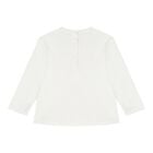 Baby Girls Ivory Bow Long Sleeve Top, 1, hi-res