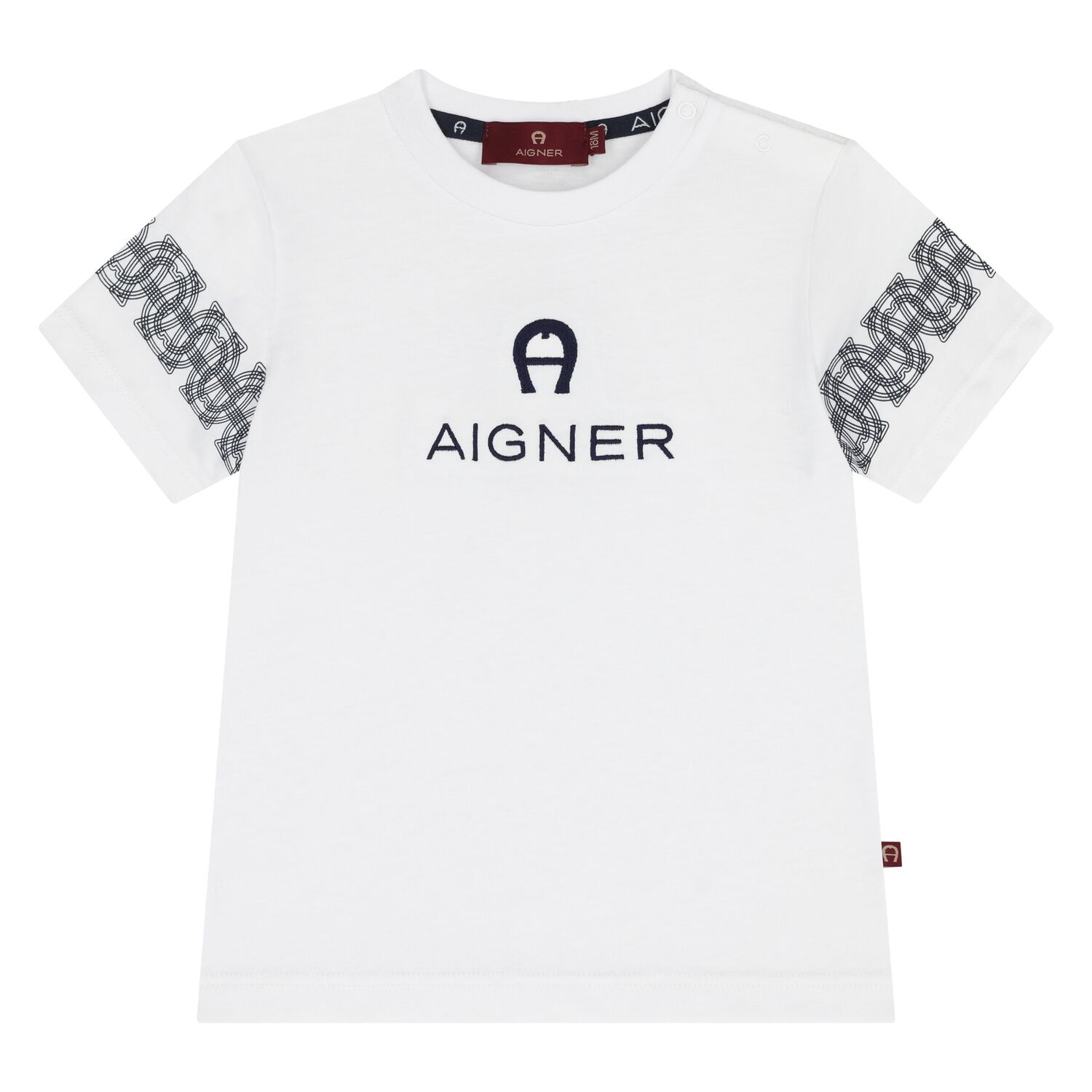 تيشيرت أولاد بالشعار باللون الأبيض, 1, hi-res